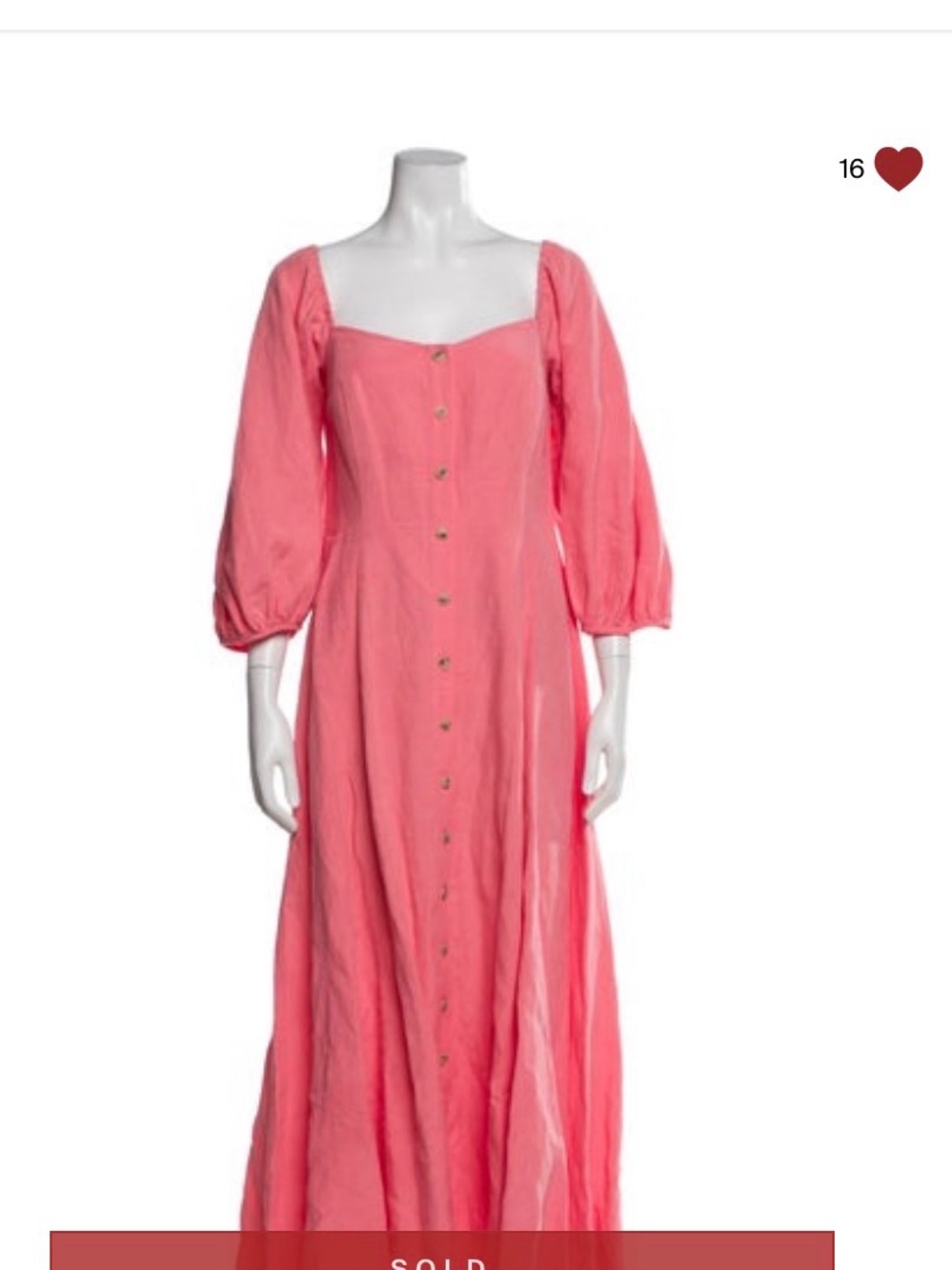 Mara Hoffman Coral Button-Front Maxi with Puff Sleeves
